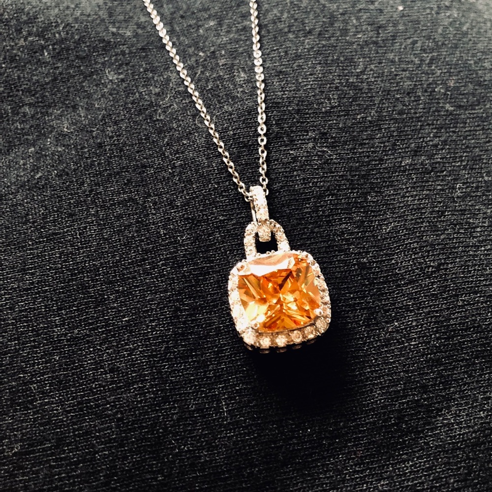 Silver & Yellow Cubic Zirconia Diamond necklace